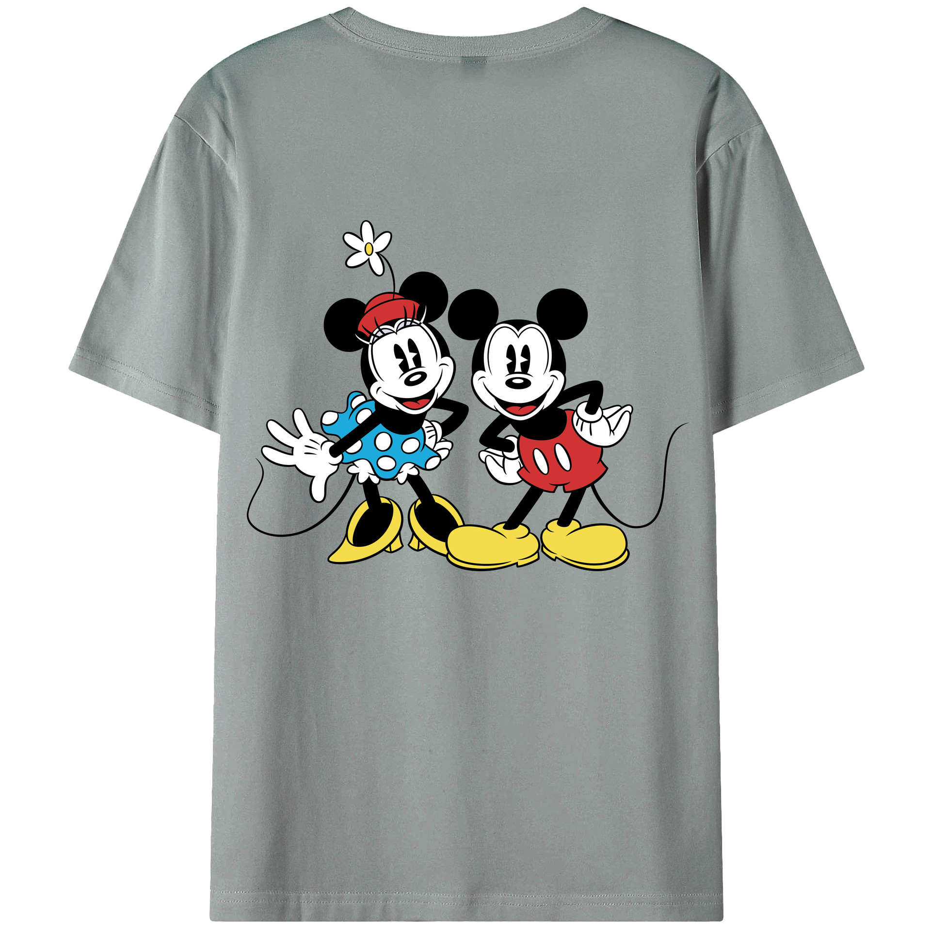 ミッキーマウス Mickey Mouse 綿100％ メンズ半袖Tシャツ（バックプリント） 通気性